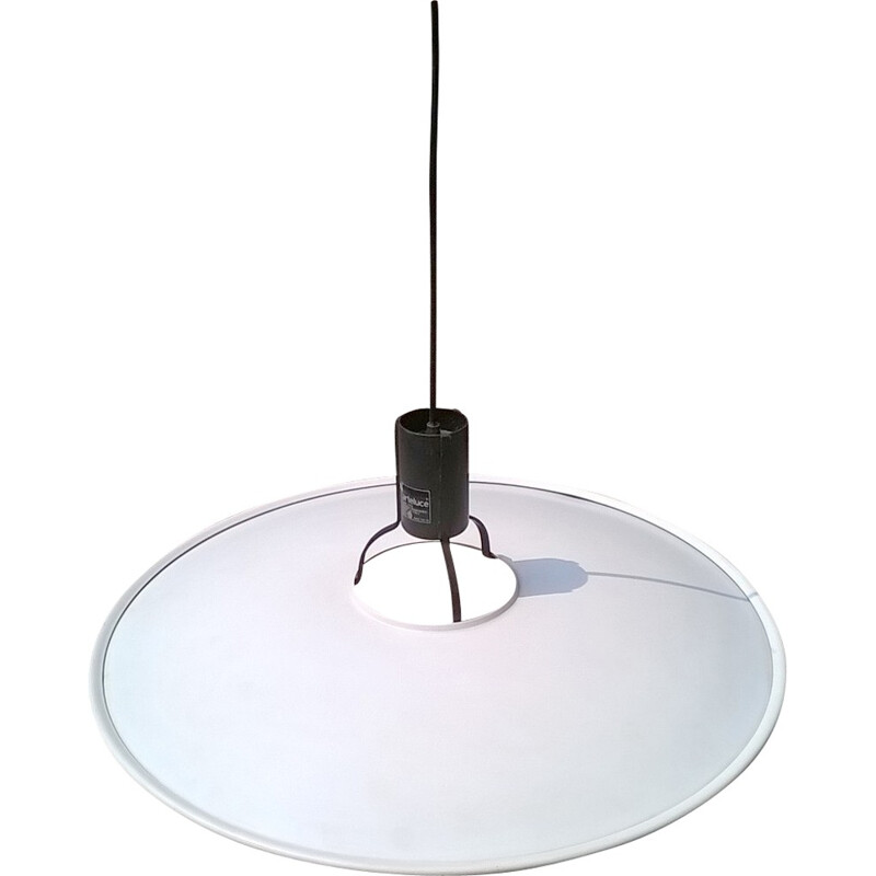 White lacquered metal hanging lamp, Gino SARFATTI - 1972