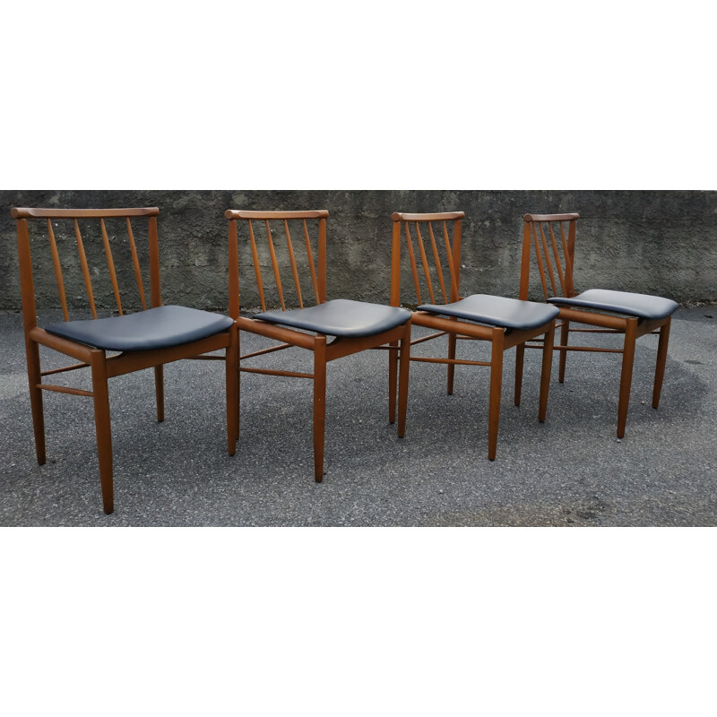 Suite de 4 chaises vintage scandinave années 60