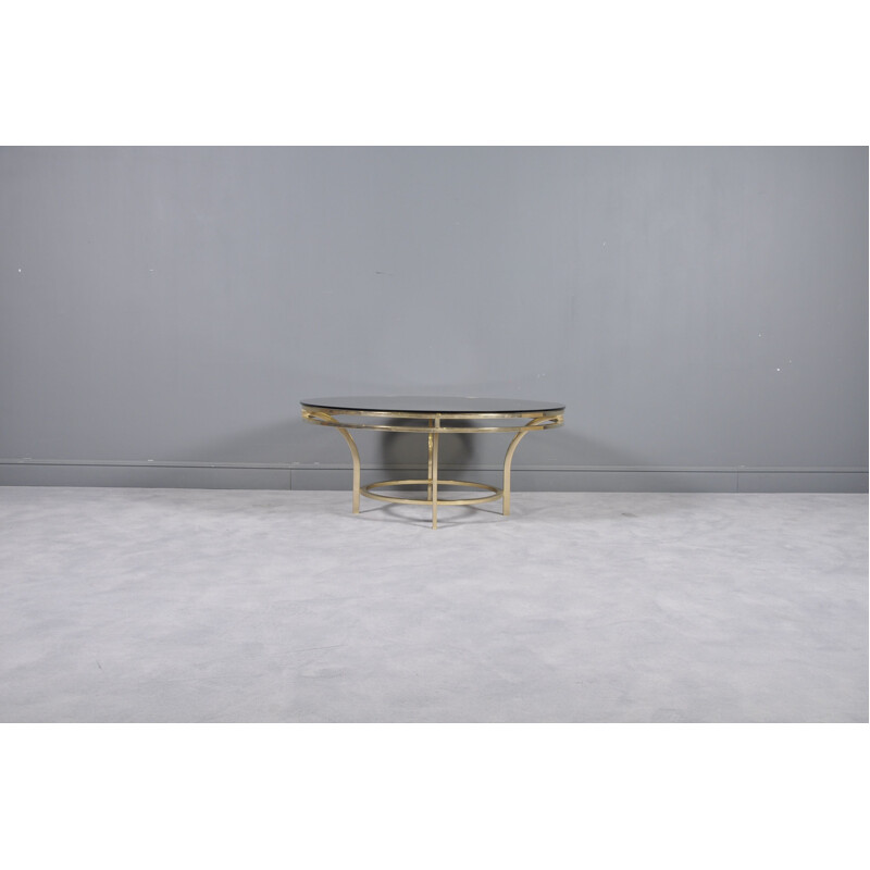 Vintage  Coffee Table in Brass and Smoked Glass, Italian, 1970s