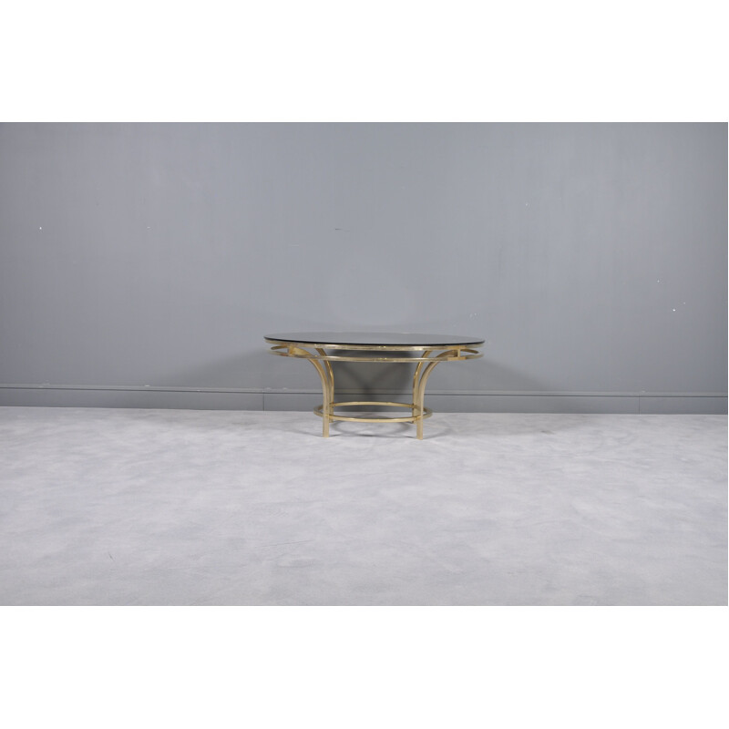 Vintage  Coffee Table in Brass and Smoked Glass, Italian, 1970s