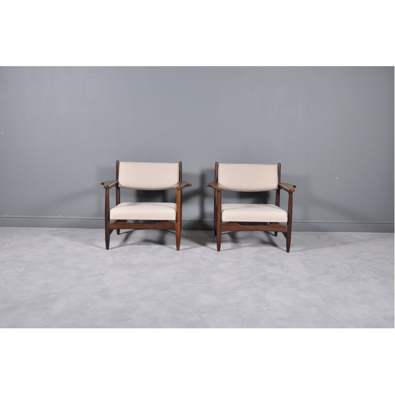 Vintage Pair of Armchairs in Solid Teak, Danish, 1960s