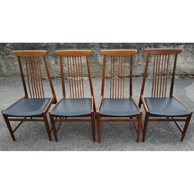 Suite de 4 chaises vintage scandinaves des années 60