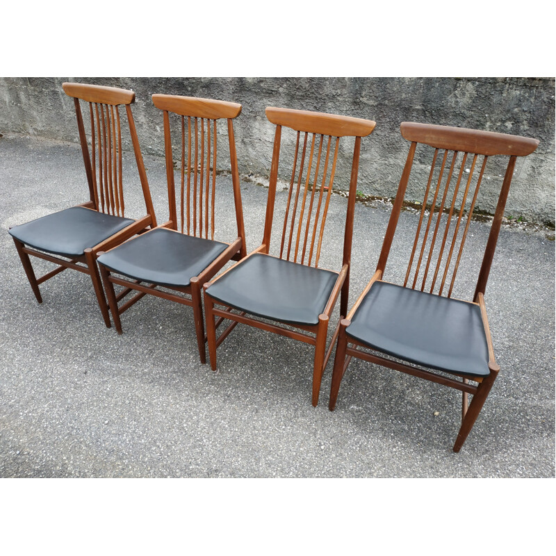 Suite de 4 chaises vintage scandinaves des années 60