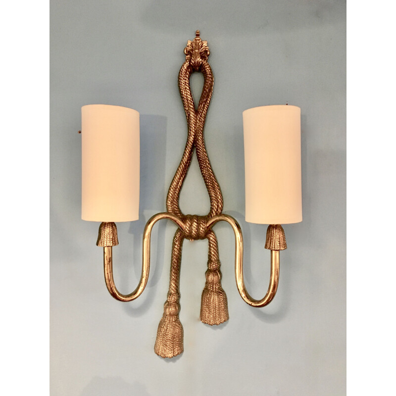 Set of 3 vintage wall lamps in bronze by Valenti