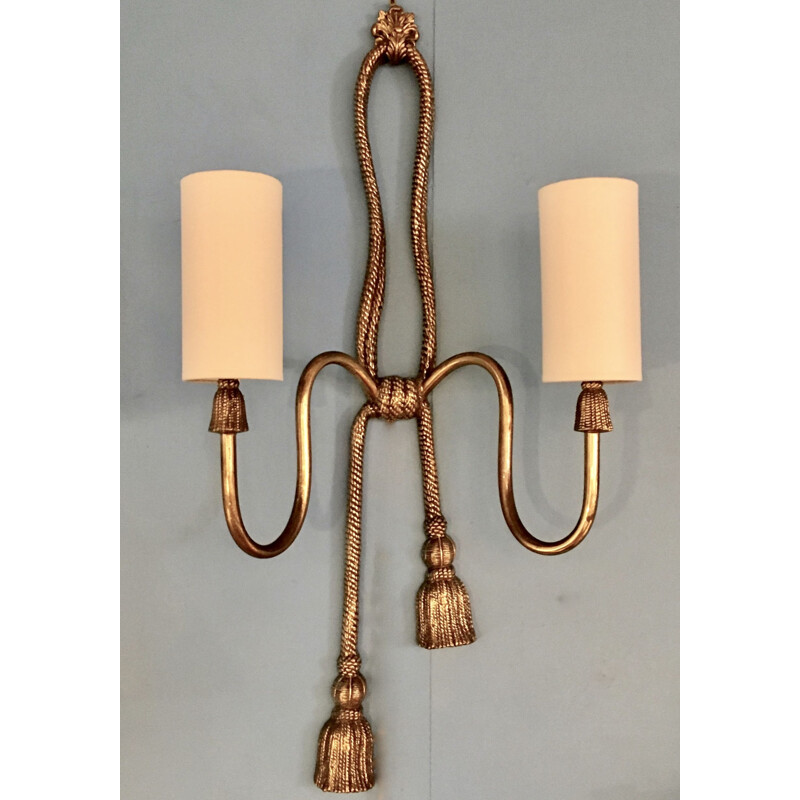 Set of 3 vintage wall lamps in bronze by Valenti