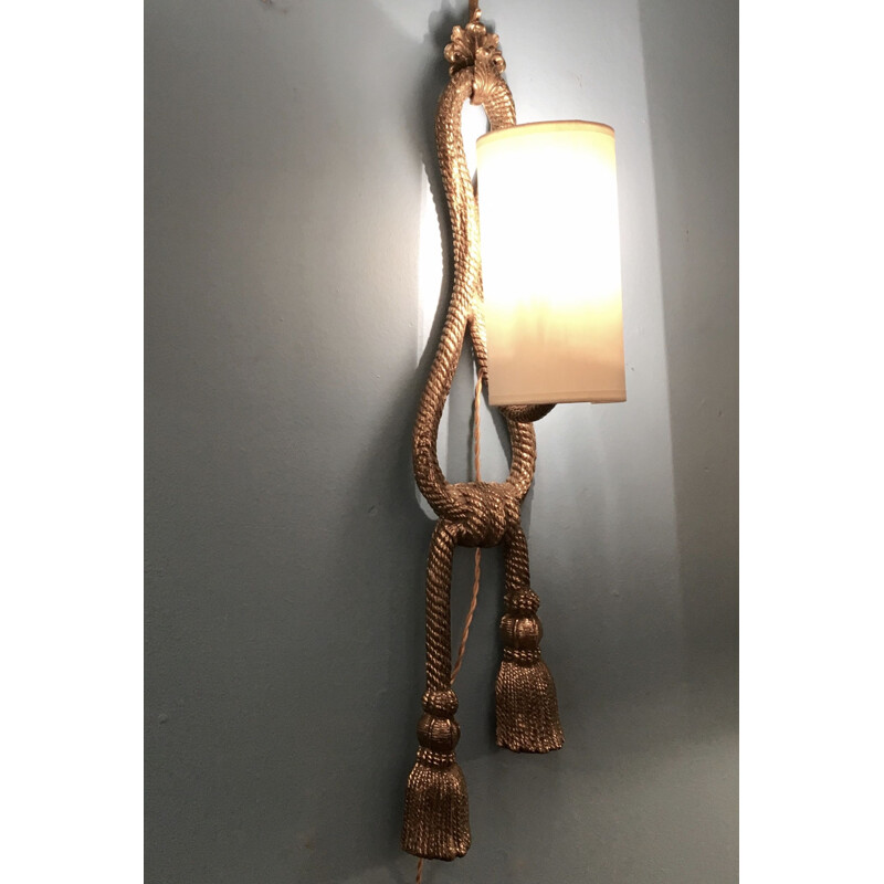 Set of 3 vintage wall lamps in bronze by Valenti