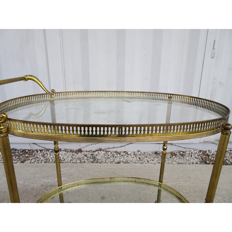 Vintage serving trolley golden with glass tops