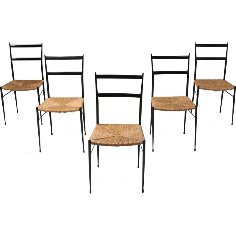 Ensemble de 5 chaises vintage en métal