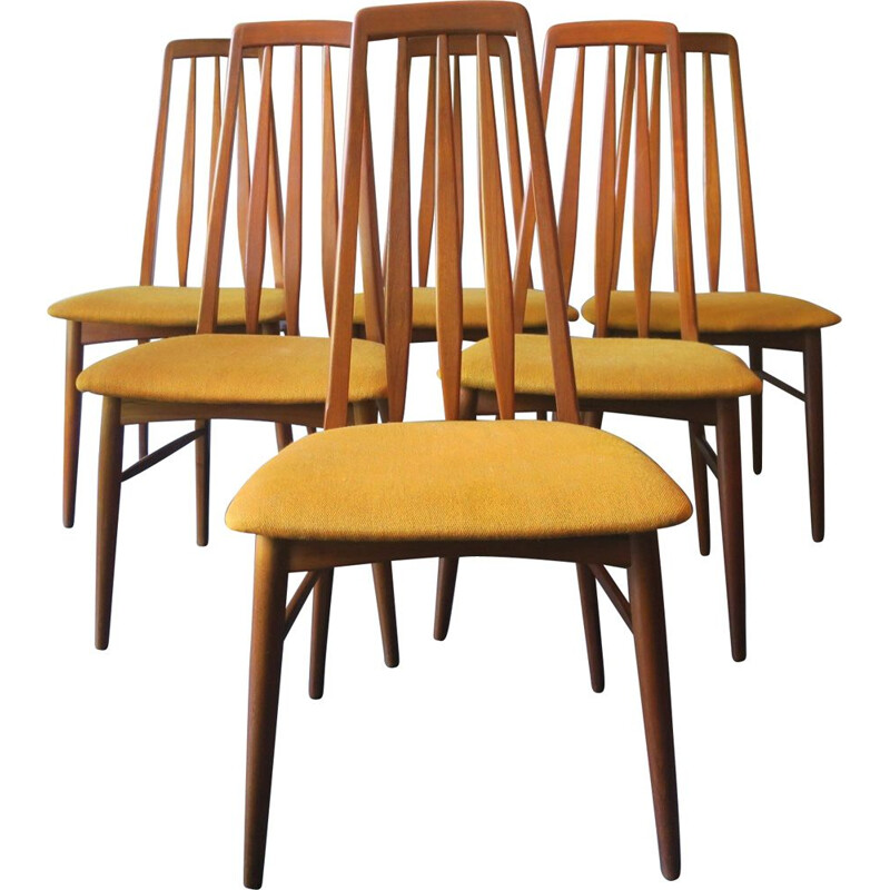 Set of 6 vintage Eva dining chairs by Niels Koefoed for Hornslet Møbelfabrik