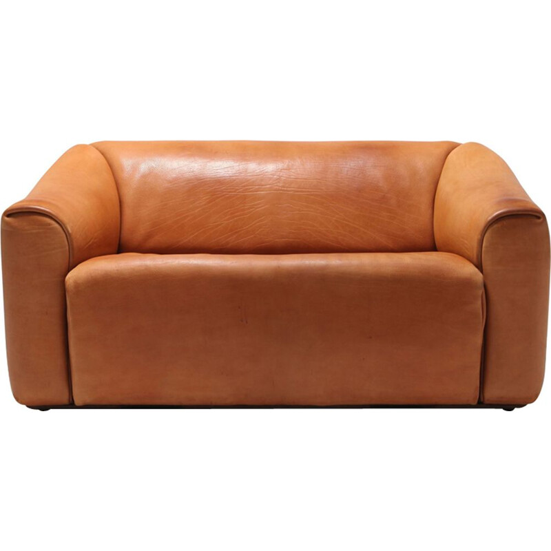 Vintage 2-seater sofa in cognac Leather De Sede DS 47 - 1970s