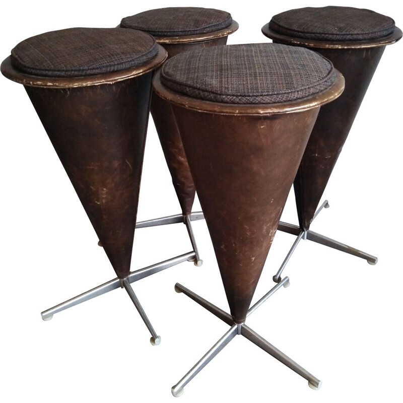 Vintage set of 4 bar stools by Verner Panton 1958