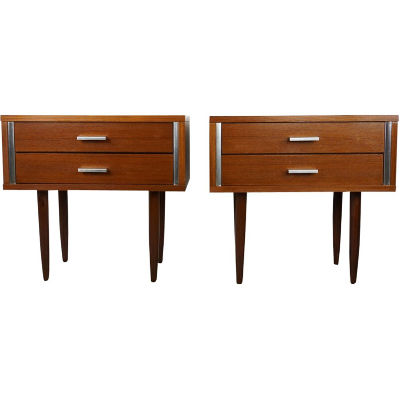 Vintage set of night stands in teak from the 50s