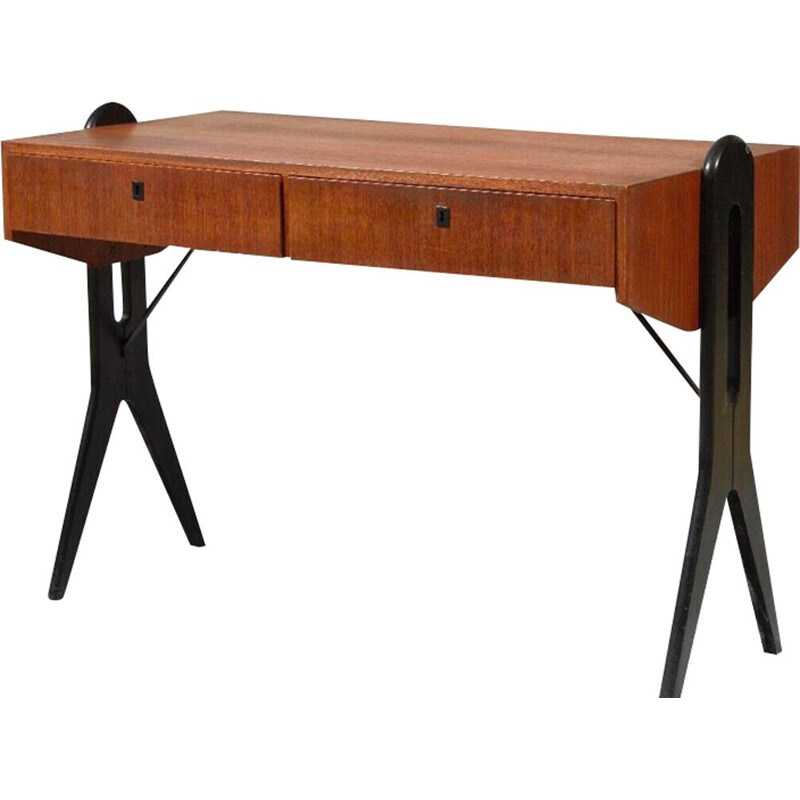 Vintage italian desk in rosewood by Angelo Mangiarotti & Bruno Morassutti 1950