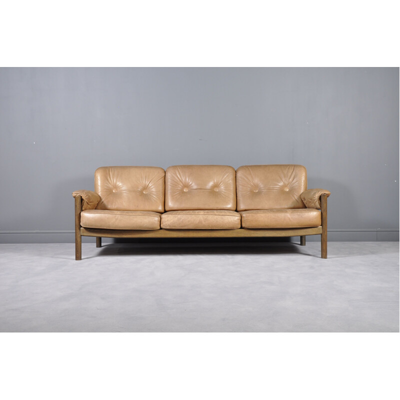 Vintage cognac leather 3-seat sofa