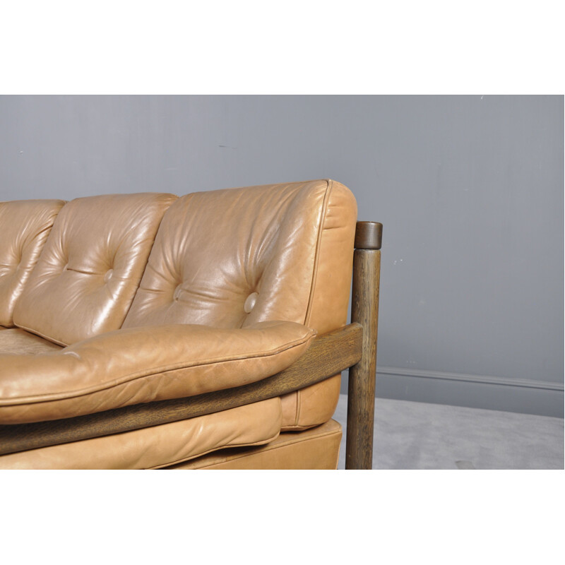 Vintage cognac leather 3-seat sofa