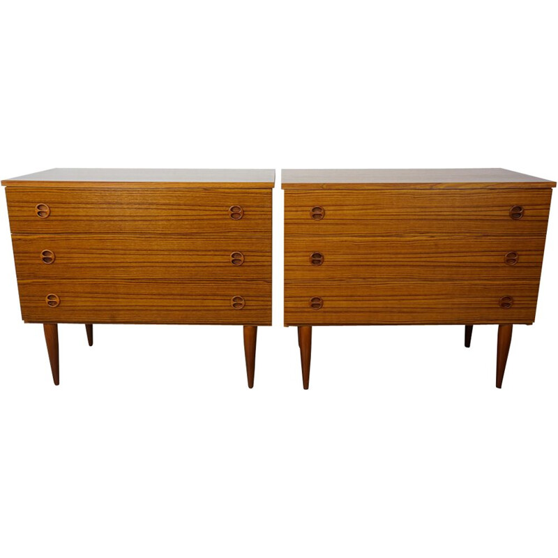 Set of 2 vintage chests of drawers in teak 60s 
