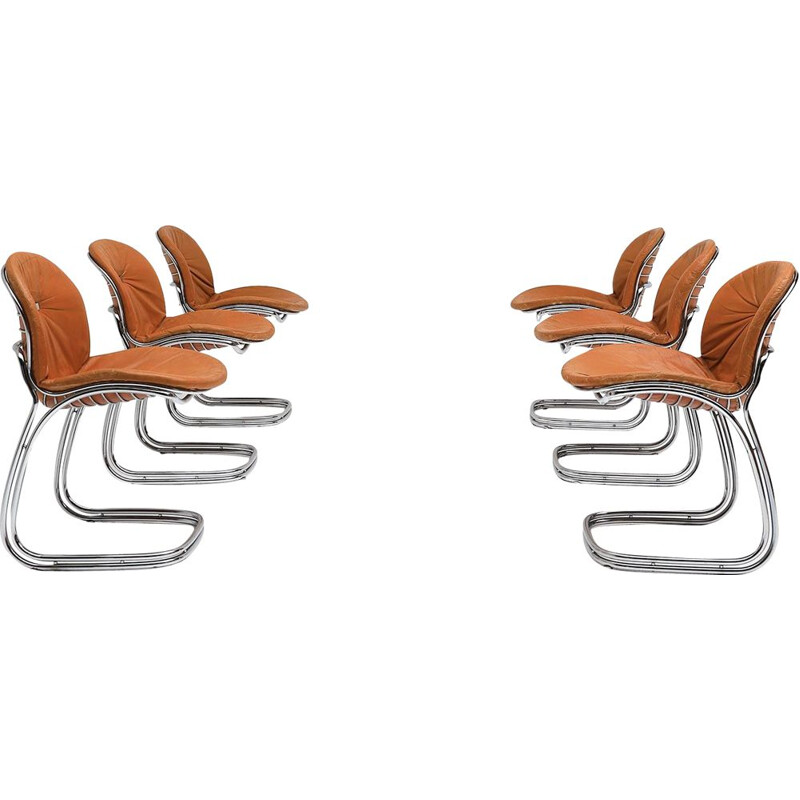 Set of 6 vintage chairs, Sabrina by Gastone Rinaldi for Rima, 1970s