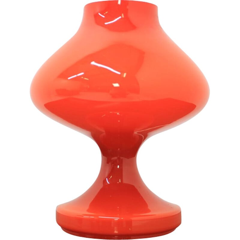Vintage red table lamp in opalin glass  by Stefan Tabery,1970