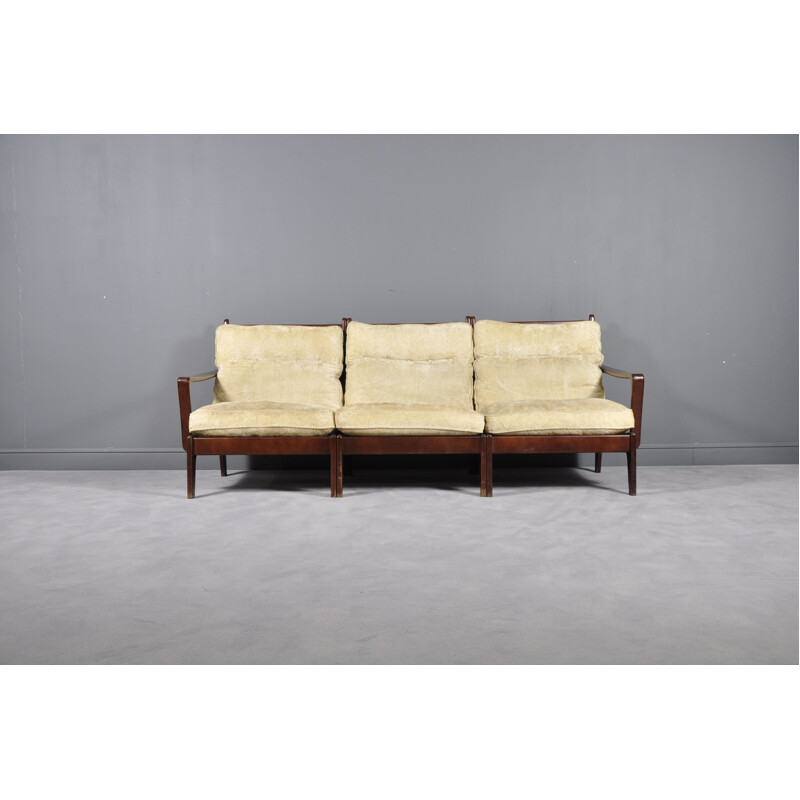 Vintage Scandinavian mahogany 3 seater sofa