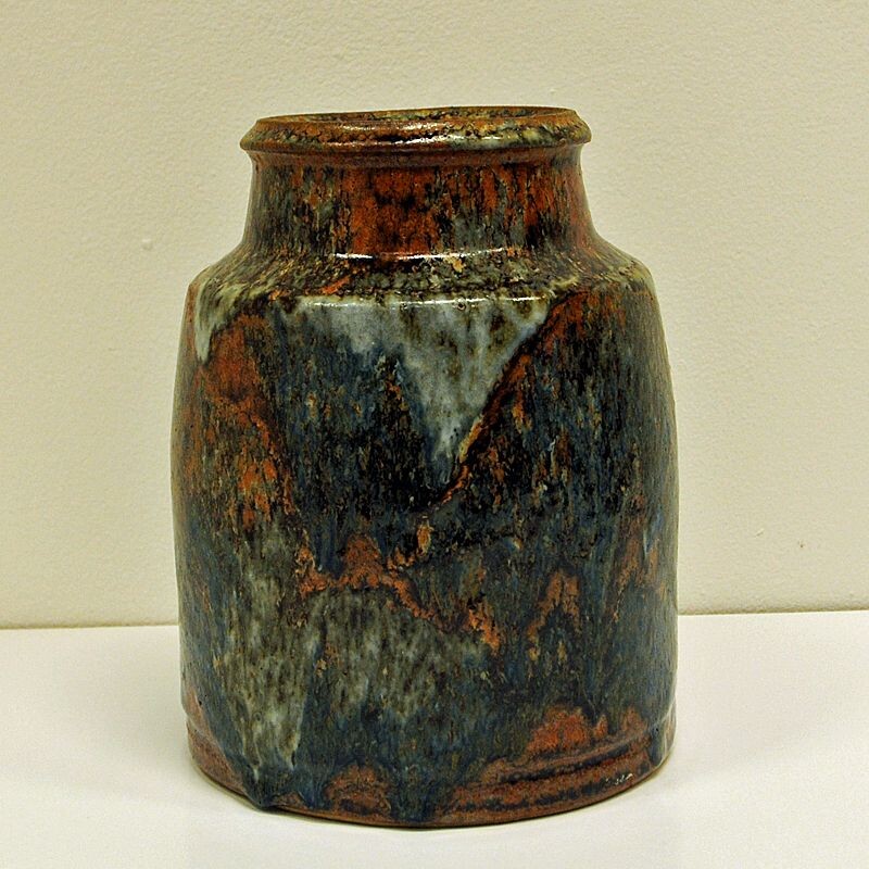 Vintage rustic glazed ceramic vase by Erik Pløen- Norway