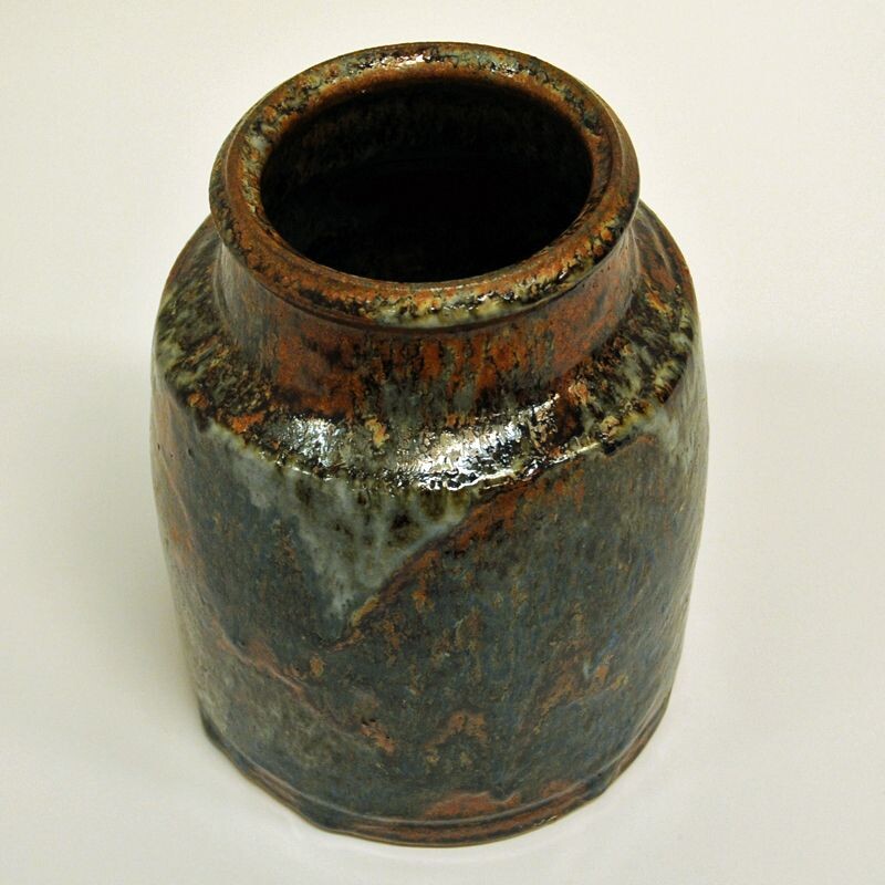 Vintage rustic glazed ceramic vase by Erik Pløen- Norway