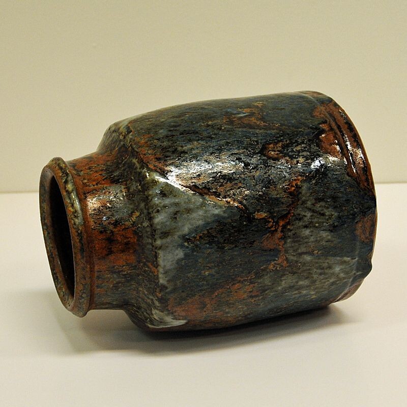 Vintage rustic glazed ceramic vase by Erik Pløen- Norway