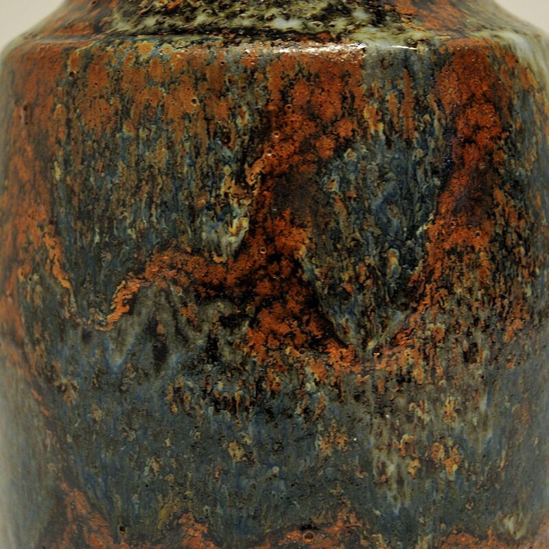 Vase vintage en céramique émaillée rustique par Erik Pløen-Norvège