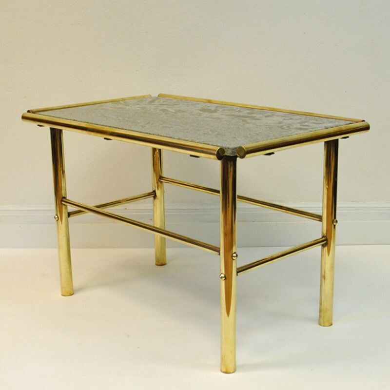 Vintage marble and brass rectangular table