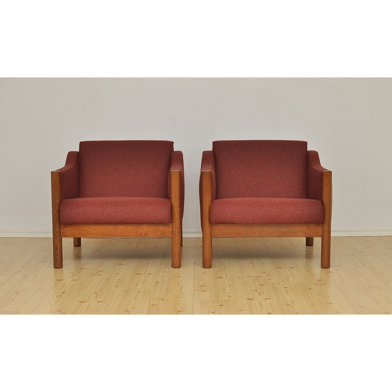 Set of 2 vintage Armchair Wool Covered, 1970s