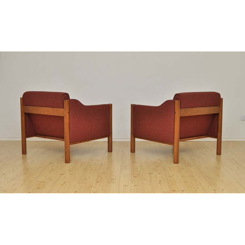 Ensemble de 2 fauteuils vintage recouvert de laine, 1970