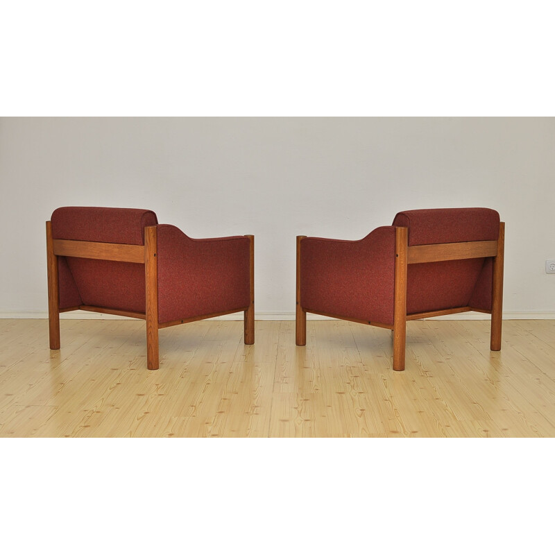 Set of 2 vintage Armchair Wool Covered, 1970s