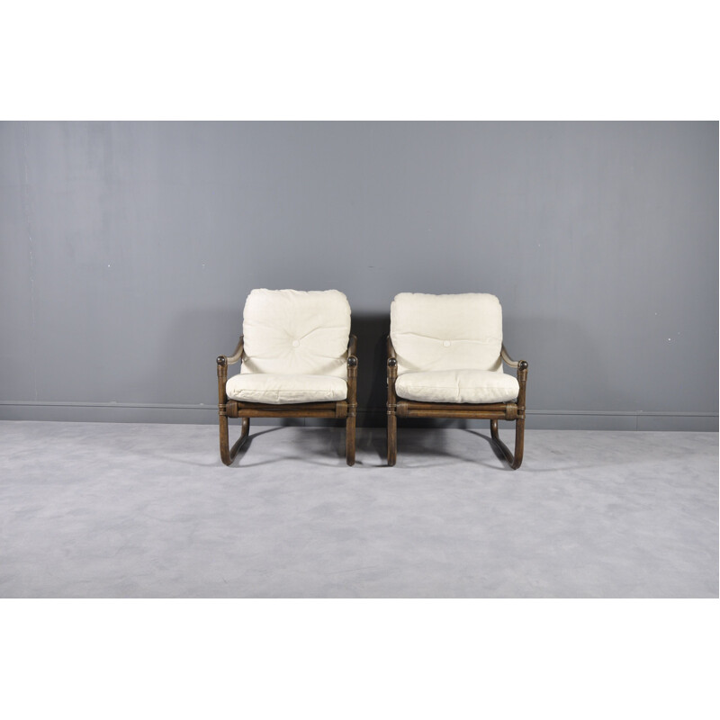 2 vintage McGuire armchairs,1970