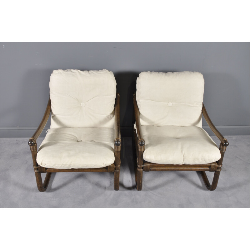 2 vintage McGuire armchairs,1970
