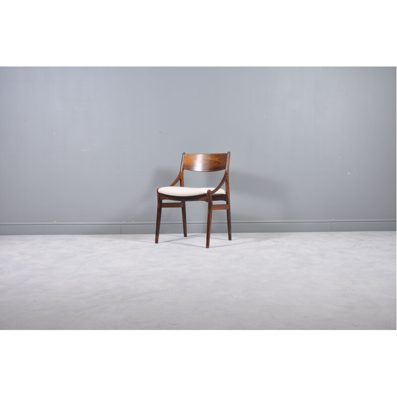 Set of 6 beige chairs in rosewood by Vestervig Erikson