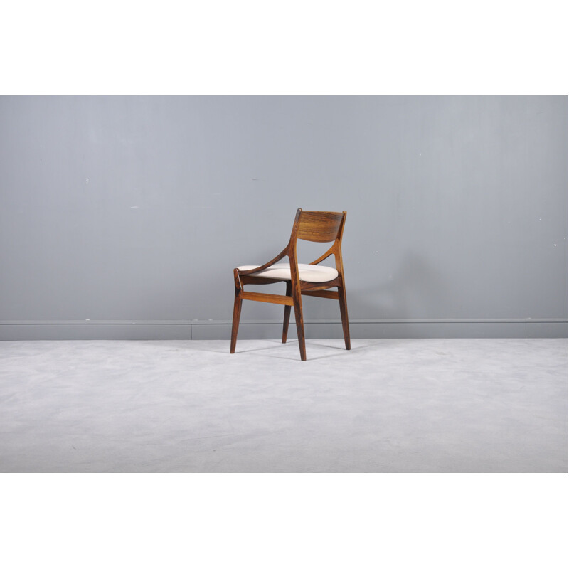 Set of 6 beige chairs in rosewood by Vestervig Erikson