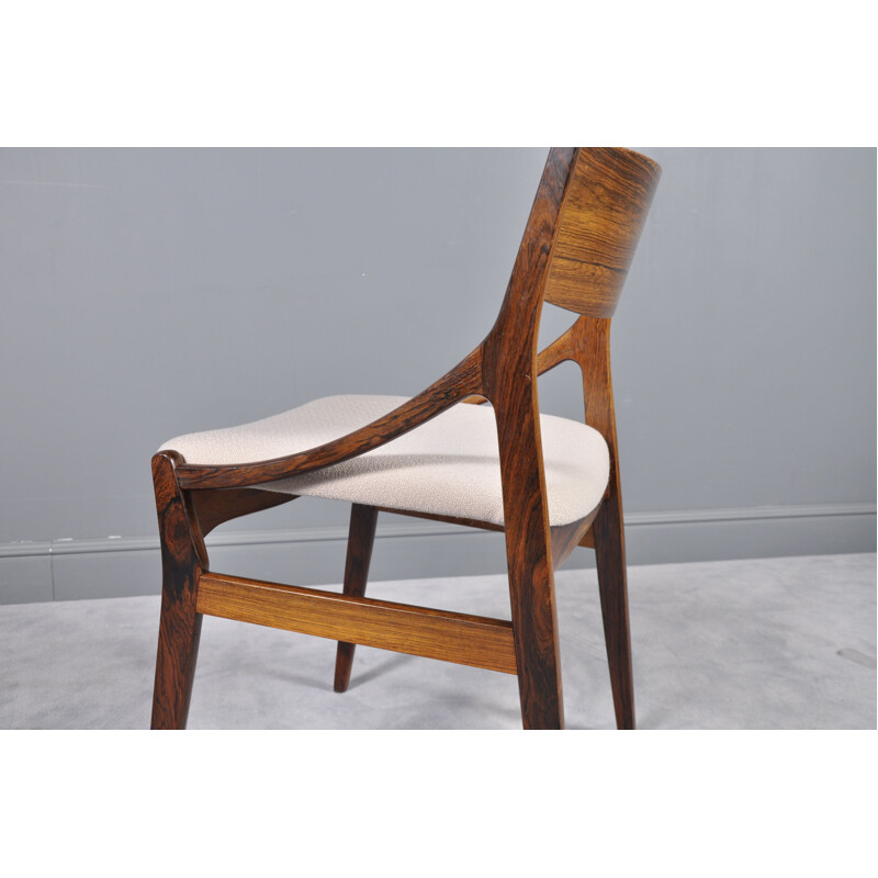 Set of 6 beige chairs in rosewood by Vestervig Erikson