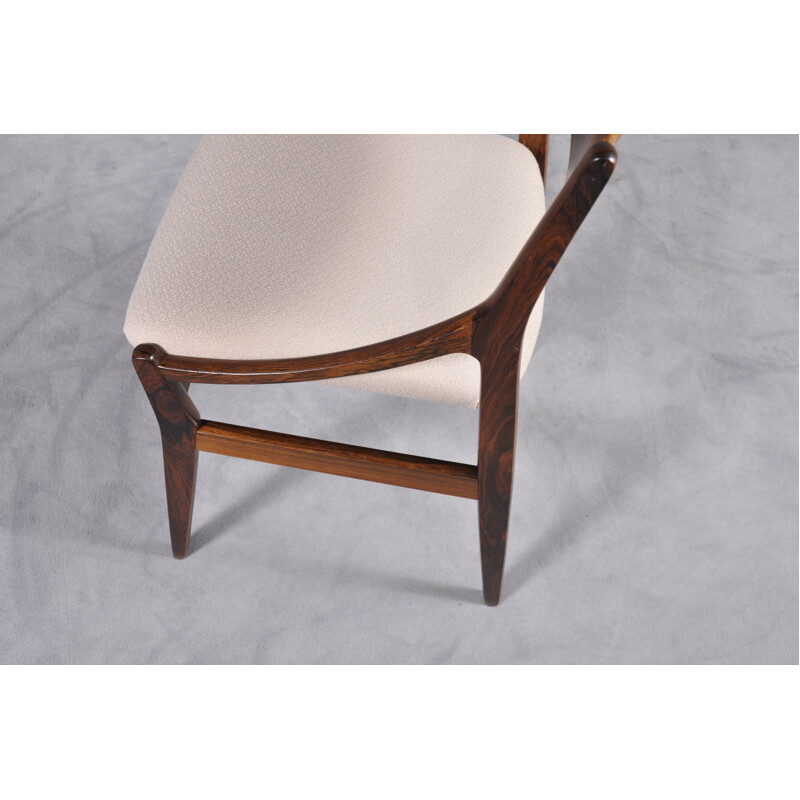 Set of 6 beige chairs in rosewood by Vestervig Erikson