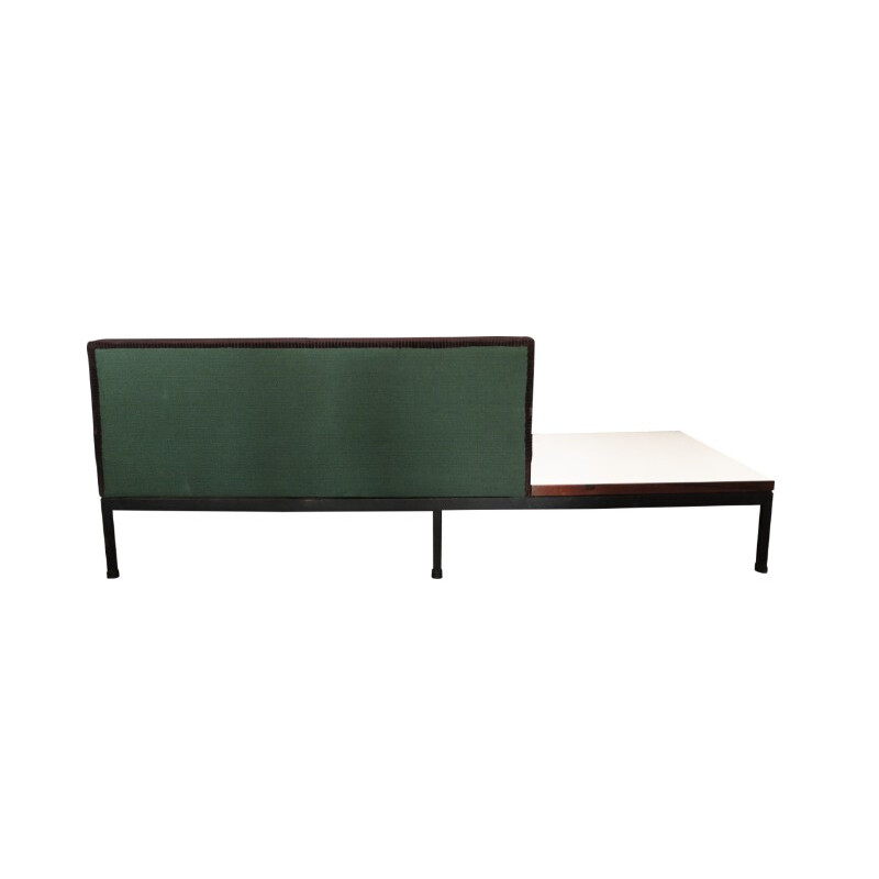 Bench in metal, wood and velvet, Kho LIANG IE - 1970s