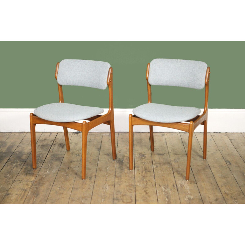 Pair of teak and wool chairs by Erik Buch, model 49