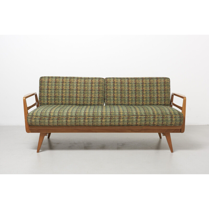 Green daybed in oak by Wilhelm Knoll