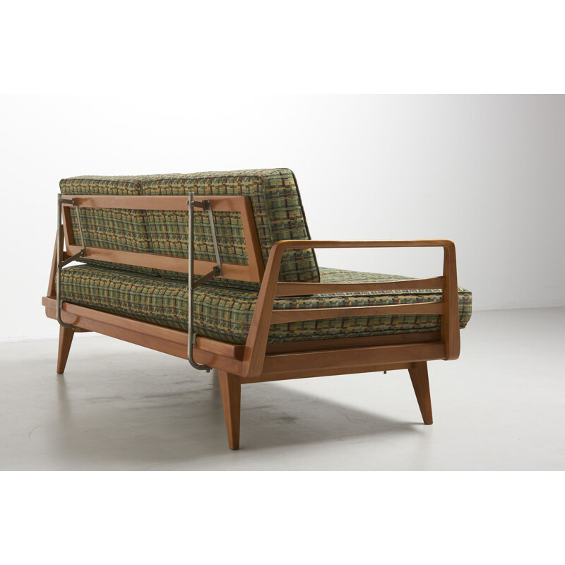 Green daybed in oak by Wilhelm Knoll