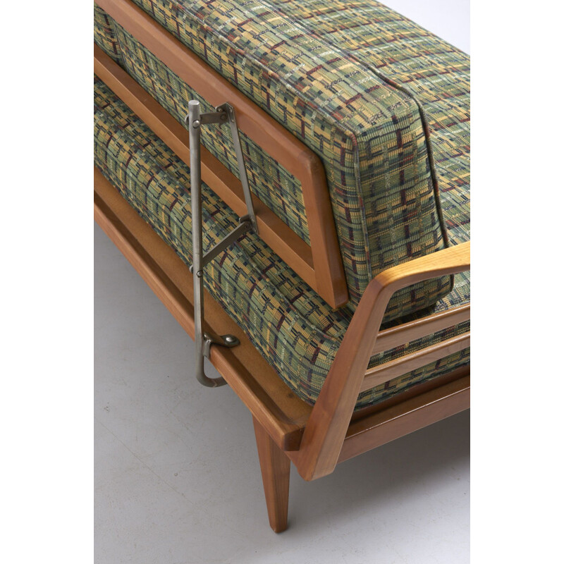 Green daybed in oak by Wilhelm Knoll