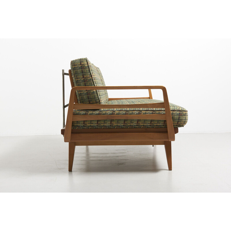 Canapé-lit vert en chêne par Wilhelm Knoll