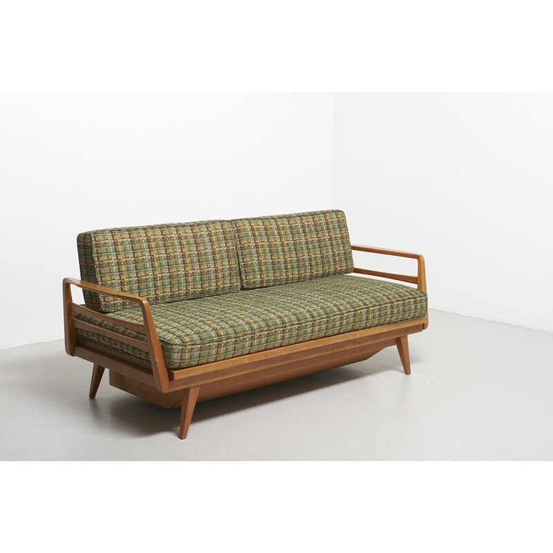 Canapé-lit vert en chêne par Wilhelm Knoll
