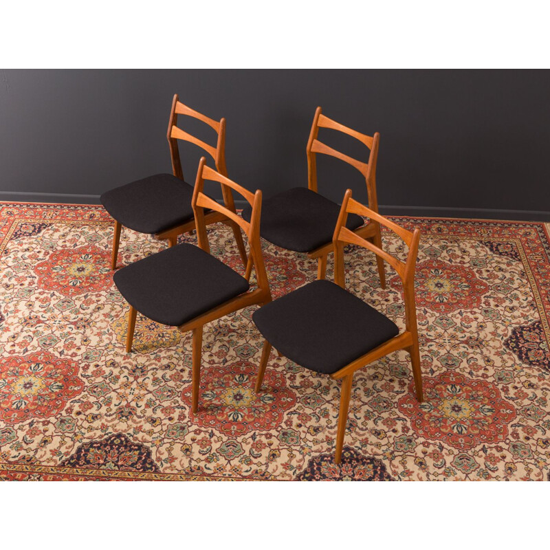Set of 4 black chairs in teak by Habeo