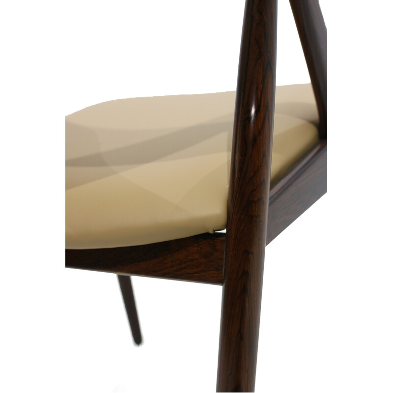 Suite de 6 chaises beiges en palissandre par Kai Kristiansen, modèle 31