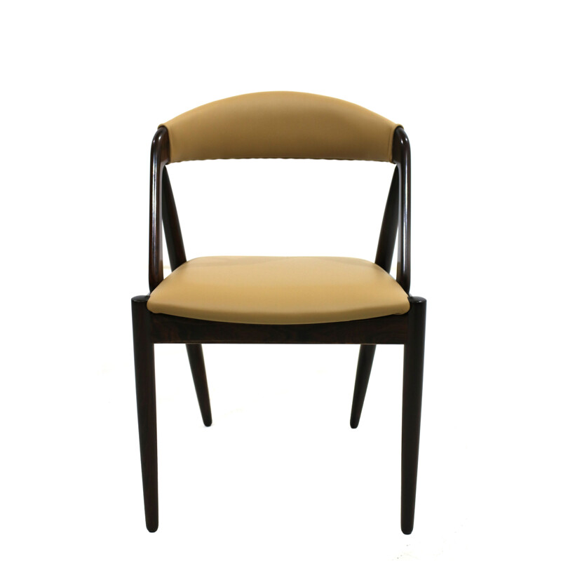 Set of 6 beige chairs in rosewood by Kai Kristiansen, model 31