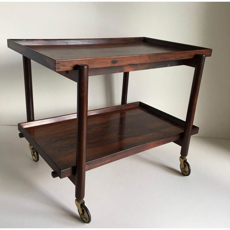 Rosewood serving cart by Poul Hundevad