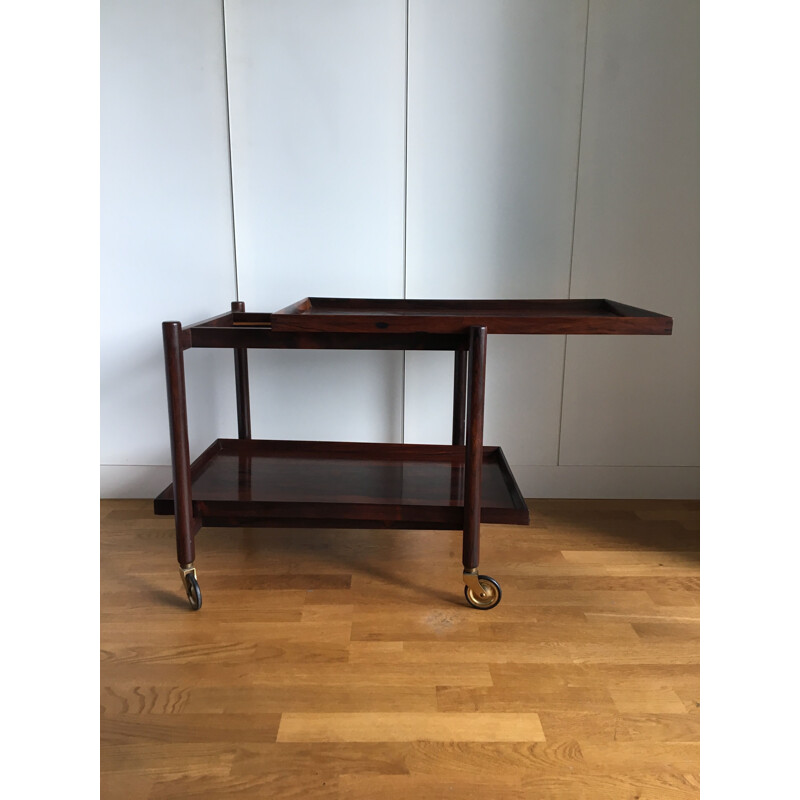 Rosewood serving cart by Poul Hundevad