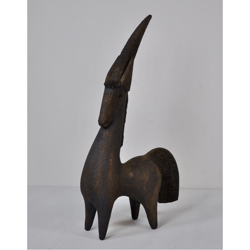 Vintage Unicorn statue by Pouchain in ceramic 1990